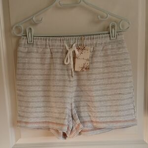 NWT Hem & Thread Light Gray and Subtle Orange Striped Shorts